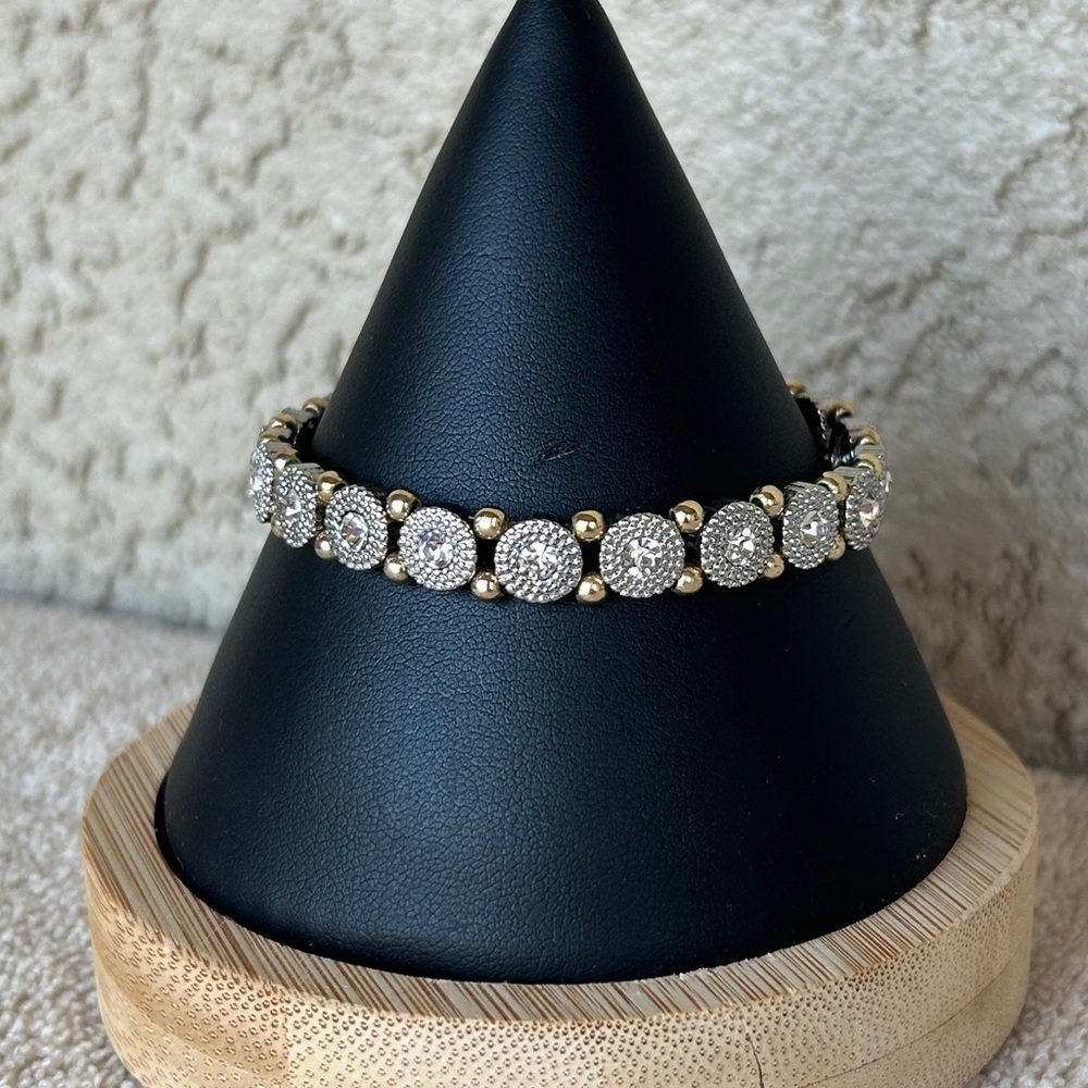 Delicate Gold & Silver Bracelet with Crystal Accents